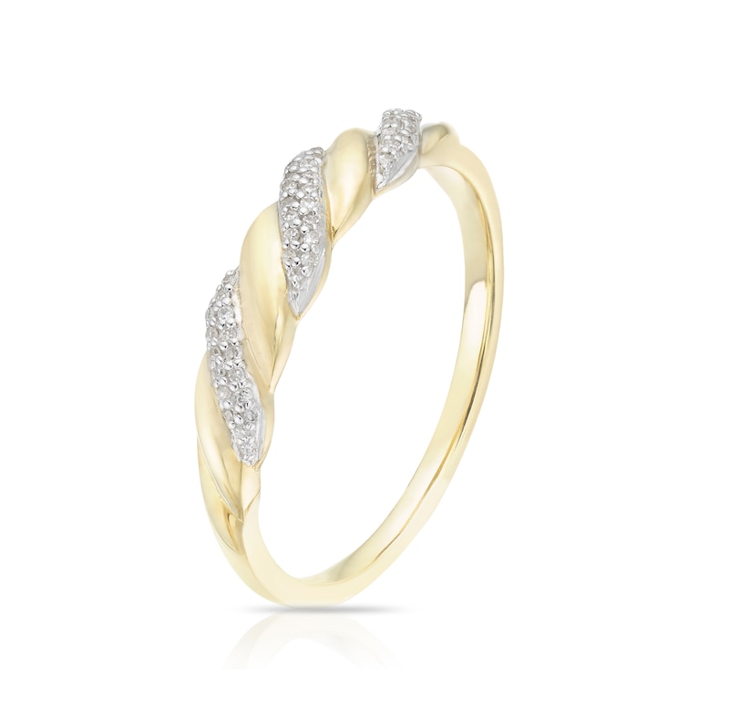 Main Image 2 of 9ct Yellow Gold 0.06ct Diamond Twist Eternity Ring