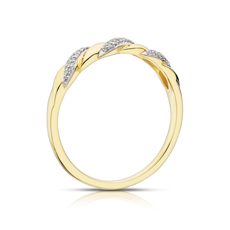 Main Image 3 of 9ct Yellow Gold 0.06ct Diamond Twist Eternity Ring