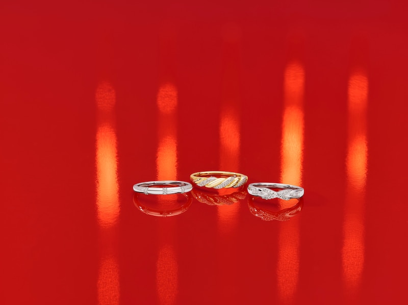Main Image 4 of 9ct Yellow Gold 0.06ct Diamond Twist Eternity Ring