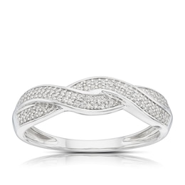 9ct White Gold 0.13ct Diamond Woven Half Eternity Ring