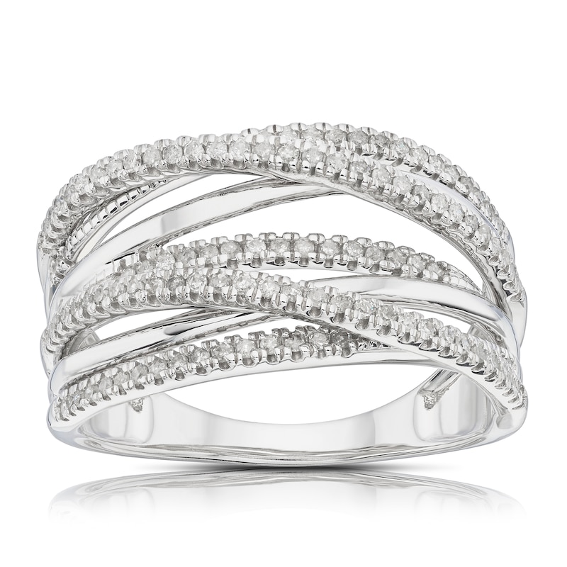 Main Image 1 of Sterling Silver 0.33ct Diamond Wrap Half Eternity Ring