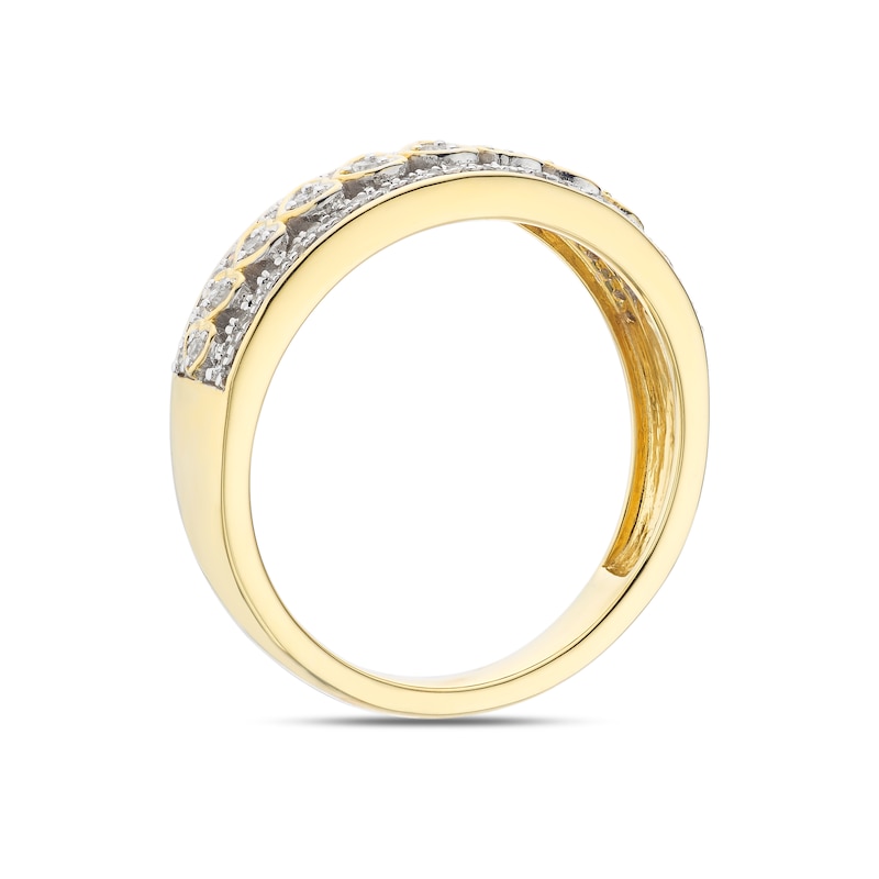 Main Image 3 of 9ct Yellow Gold 0.20ct Diamond Hearts Half Eternity Ring