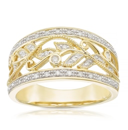 9ct Yellow Gold 0.12ct Diamond Floral Eternity Ring