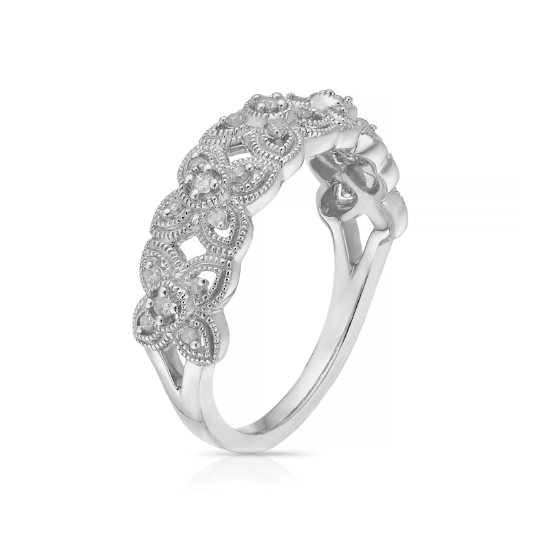 Main Image 2 of 9ct White Gold 0.12ct Diamond Floral Half Eternity Ring