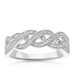 Sterling Silver 0.10ct Diamond Woven Half Eternity Ring