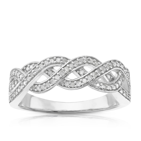Sterling Silver 0.10ct Diamond Woven Half Eternity Ring