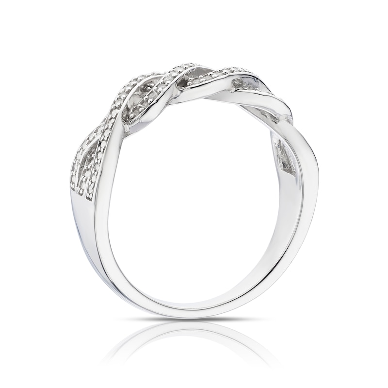 Main Image 3 of Sterling Silver 0.10ct Diamond Woven Half Eternity Ring