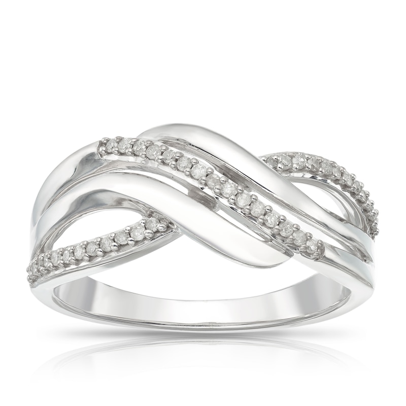 Sterling Silver 0.12ct Diamond Wave Half Eternity Ring | H.Samuel