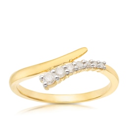 Sterling Silver & 18ct Gold Plated 0.15ct Diamond Wrap Eternity Ring