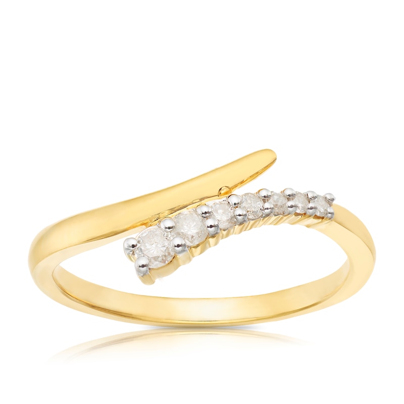 Main Image 1 of Sterling Silver & 18ct Gold Plated 0.15ct Diamond Wrap Eternity Ring