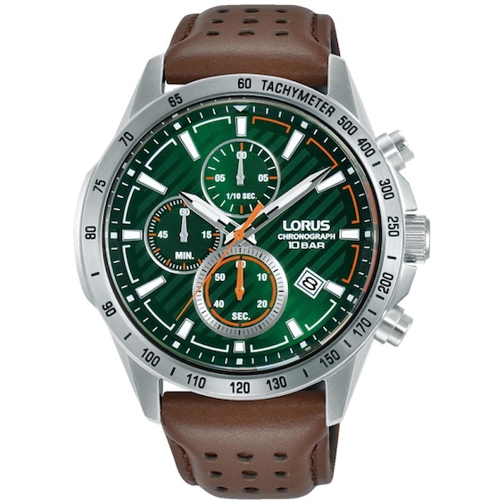 Lorus Chronograph Mens Brown Leather Strap Watch