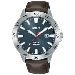 Lorus Solar Men's Brown Leather Strap Watch