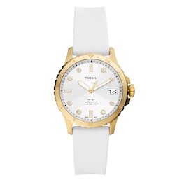 Fossil Crystal Ladies' White Strap Watch