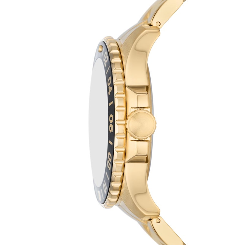 Fossil Blue GMT Men's Gold Tone Bracelet Watch