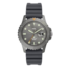 Fossil Blue Men's Grey Silicone Strap Watch