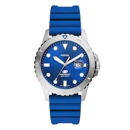 Fossil Blue Men's Blue Silicone Strap Watch
