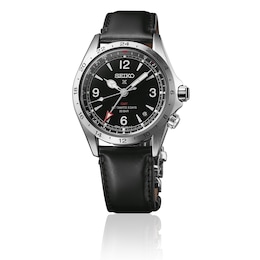 Seiko Prospex Alpinist Men's Black Dial Black Leather Strap Watch
