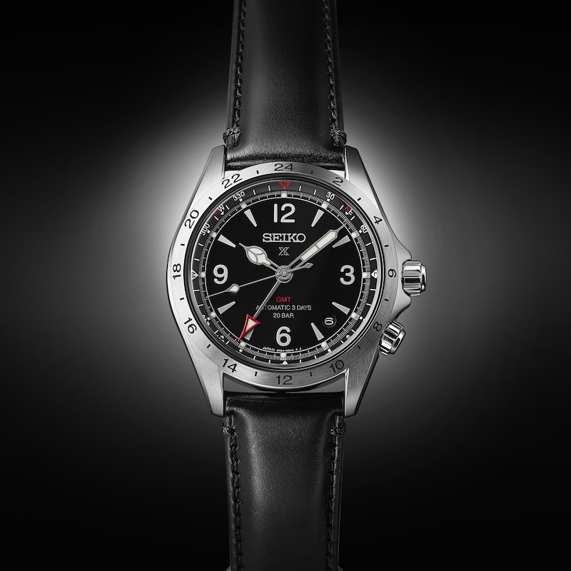 Main Image 3 of Seiko Prospex Alpinist Men's Black Dial Black Leather Strap Watch