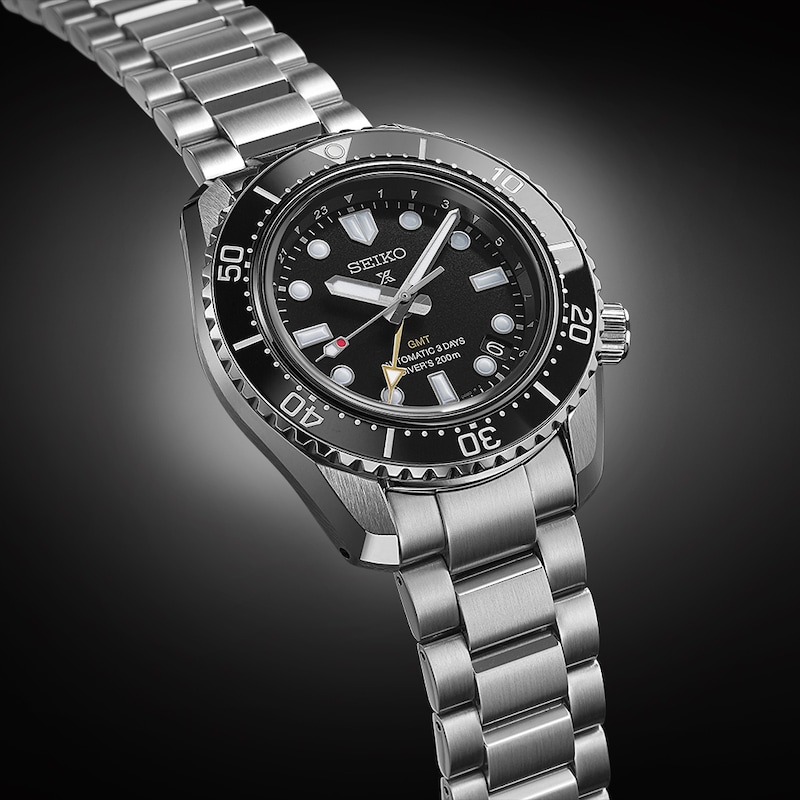 Seiko Prospex Dark Depths GMT Stainless Steel Bracelet Watch