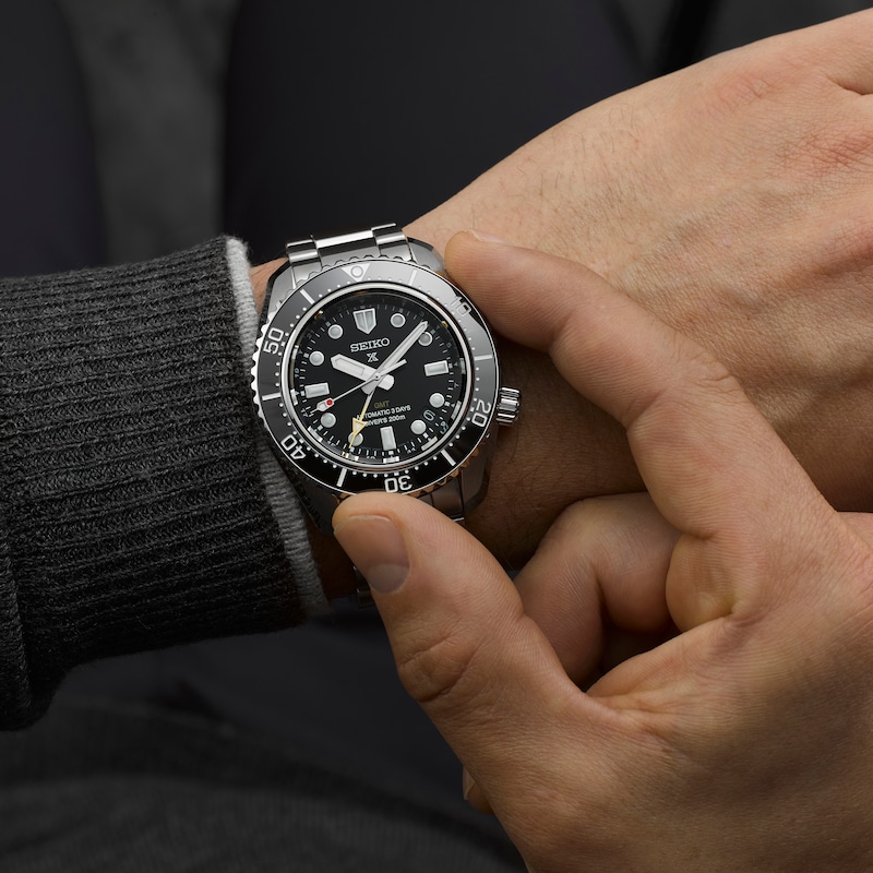 Seiko Prospex Dark Depths GMT Stainless Steel Bracelet Watch