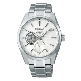 Seiko Presage 'Shiro' Sharp Edged Open Heart Men's Bracelet Watch