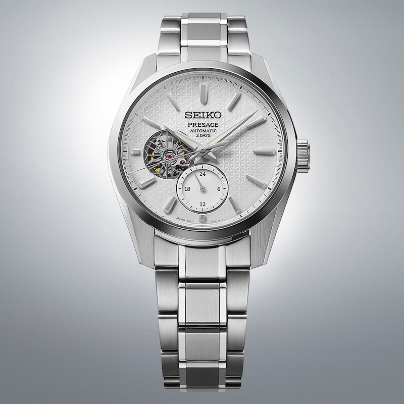 Main Image 2 of Seiko Presage 'Shiro' Sharp Edged Open Heart Men's Bracelet Watch