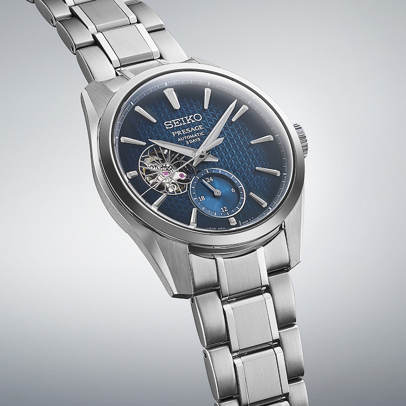 Main Image 3 of Seiko Presage 'Ao' Sharp Edged Open Heart Men's Bracelet Watch