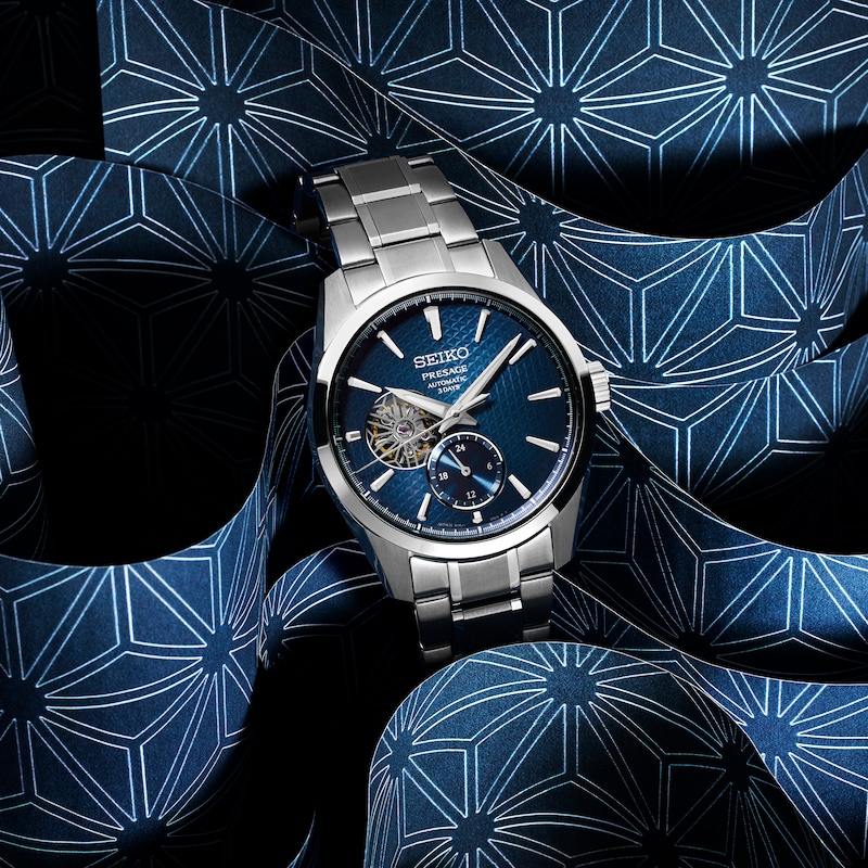 Main Image 7 of Seiko Presage 'Ao' Sharp Edged Open Heart Men's Bracelet Watch