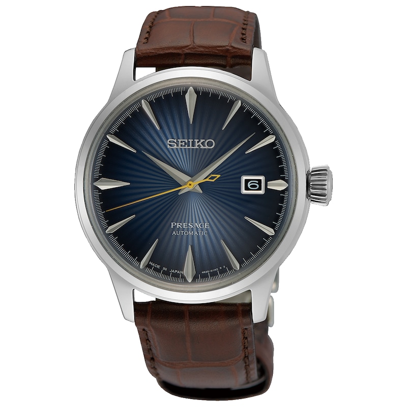 Main Image 1 of Seiko Men's Presage Cocktail Time Brown Leather Strap Watch