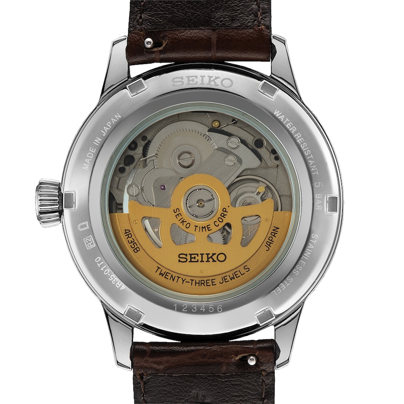 Main Image 2 of Seiko Men's Presage Cocktail Time Brown Leather Strap Watch