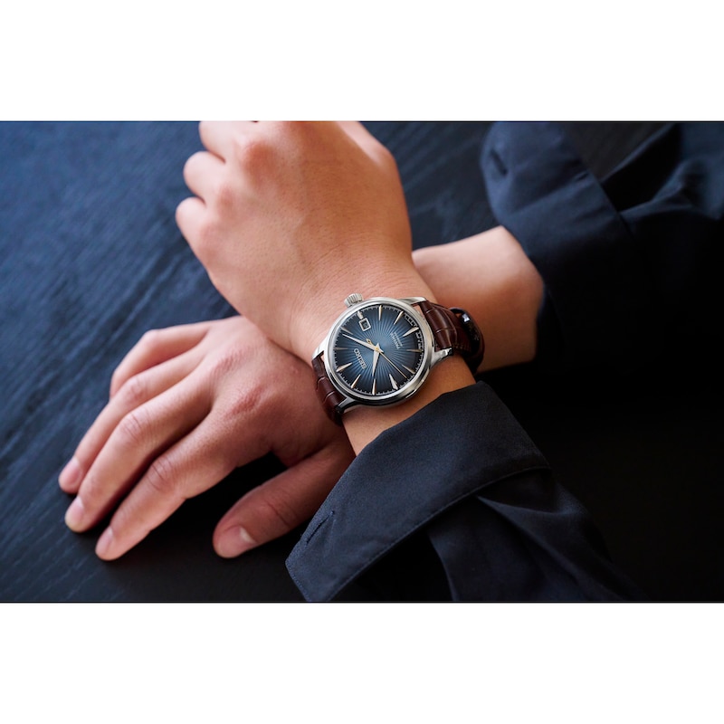 Main Image 4 of Seiko Men's Presage Cocktail Time Brown Leather Strap Watch