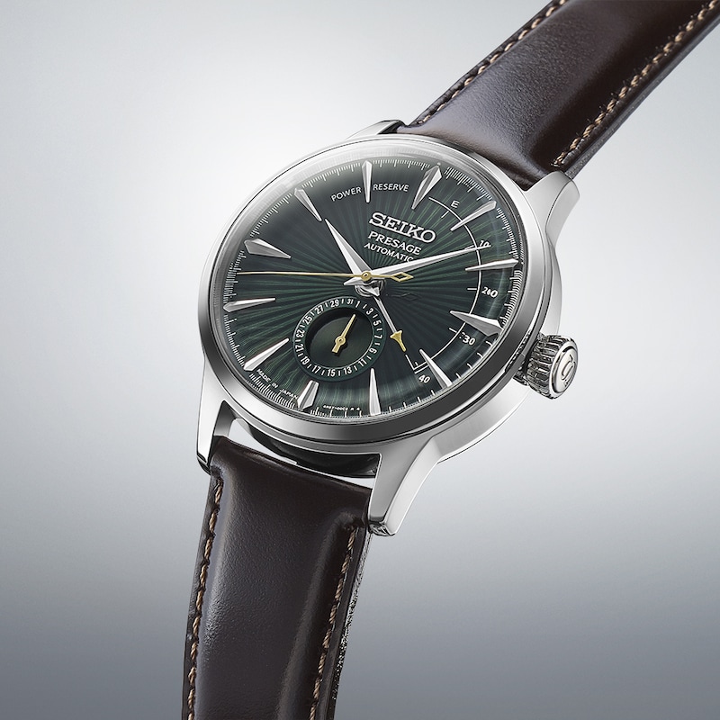 Main Image 3 of Seiko Men's Presage Mockingbird Brown Leather Strap Watch