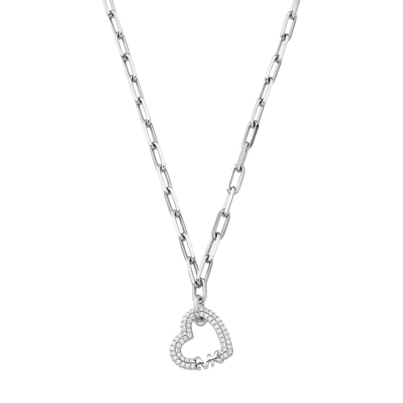 Main Image 2 of Michael Kors Love Sterling Silver Cubic Zirconia Heart Chain Necklace