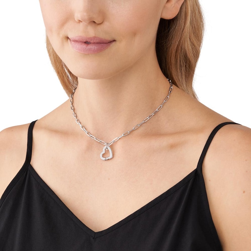 Main Image 3 of Michael Kors Love Sterling Silver Cubic Zirconia Heart Chain Necklace