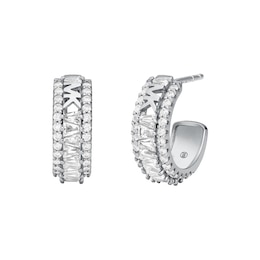 Michael Kors Brilliance Sterling Silver Cubic Zirconia Hoop Earrings