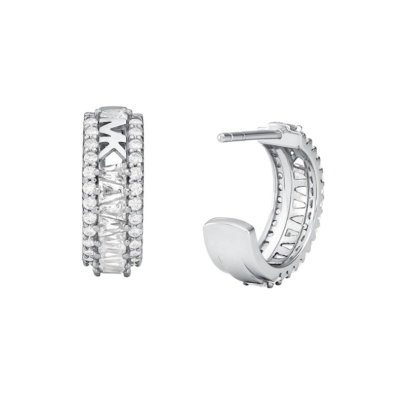 Main Image 2 of Michael Kors Brilliance Sterling Silver Cubic Zirconia Hoop Earrings