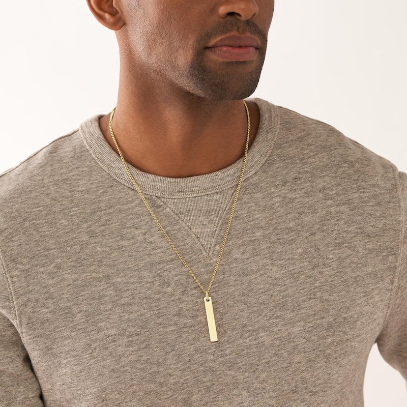 Fossil Drew Men's Gold Tone Stainless Steel Chain Necklace