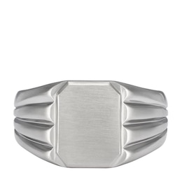 Fossil All Stacked Up Men's Steel Signet Ring (Size T 1/2)