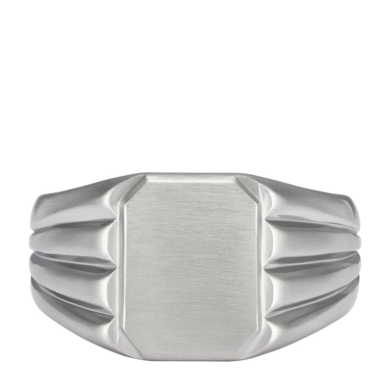 Main Image 1 of Fossil All Stacked Up Men's Steel Signet Ring (Size T 1/2)