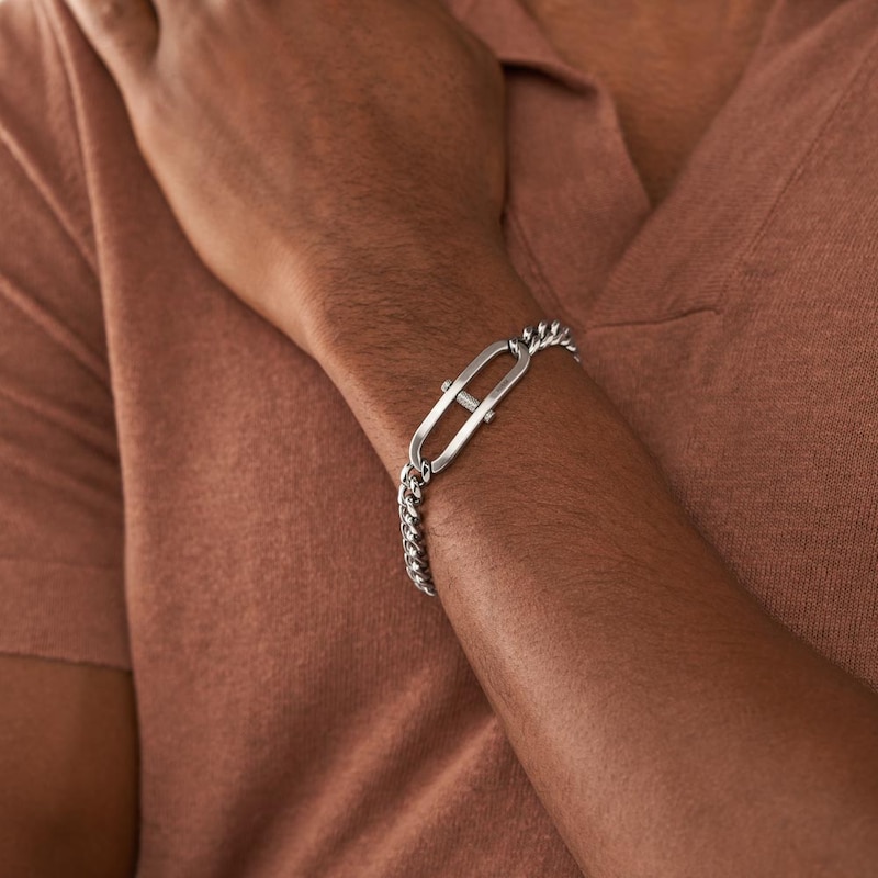 Main Image 3 of Fossil Heritage Men's D-Link Stainless Steel 7" Chain Bracelet