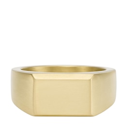 Fossil All Stacked Up Gold Plated Signet Ring (Size T 1/2)