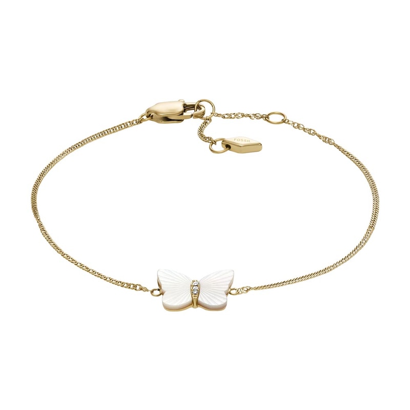 Main Image 1 of Fossil Radiant Wing Mother of Pearl Butterfly Chain Bracelet
