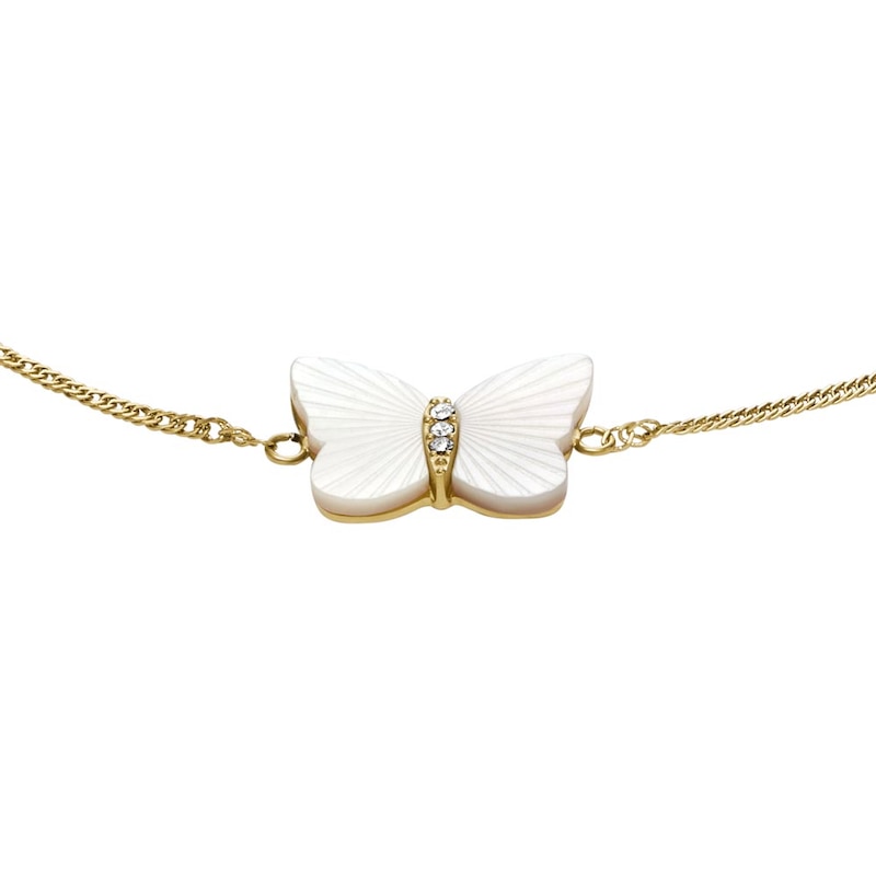 Main Image 2 of Fossil Radiant Wing Mother of Pearl Butterfly Chain Bracelet