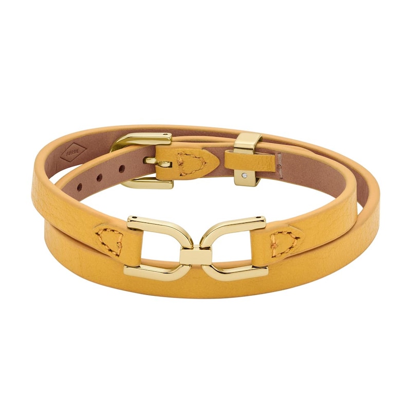 Main Image 1 of Fossil Heritage D-Link Lemon Yellow Leather Strap Bracelet