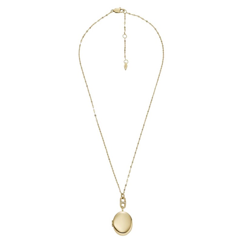 Fossil Locket Collection Gold Tone Chain Locket Pendant | H.Samuel