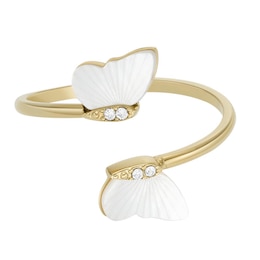 Fossil Radiant Wings Mother Of Pearl Butterfly Ring (Size J)