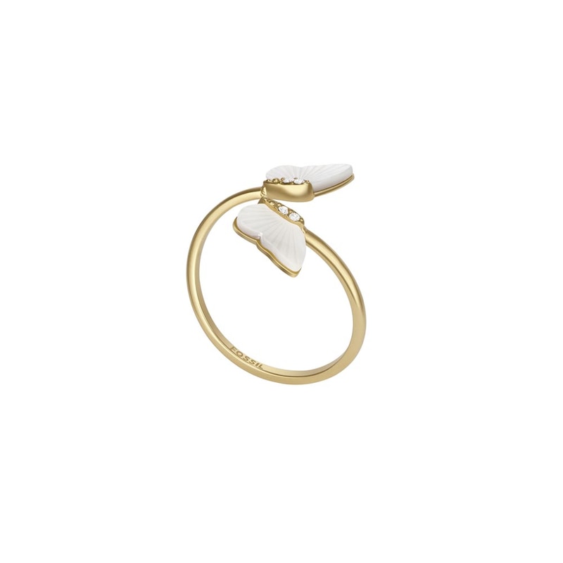 Main Image 2 of Fossil Radiant Wings Mother Of Pearl Butterfly Ring (Size J)