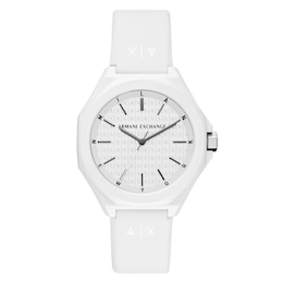 Armani Exchange Men's White Silicone Strap Watch