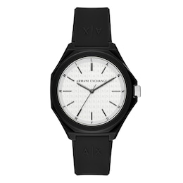 Armani Exchange Men's Black Silicone Strap Watch