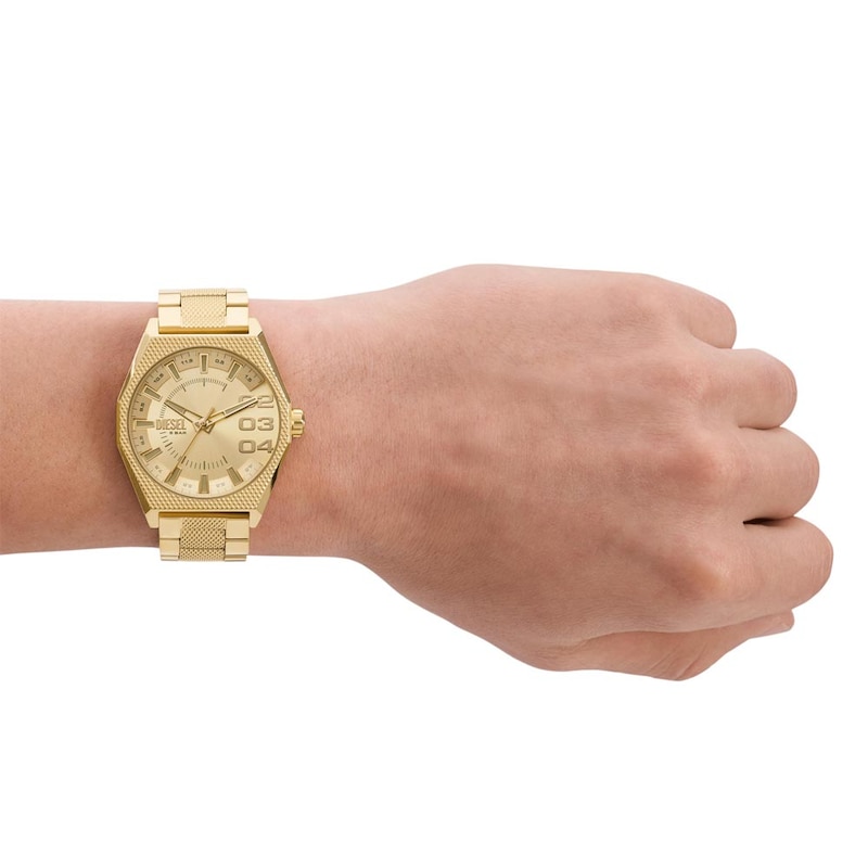 Diesel Scraper Men's Gold Tone Bracelet Watch